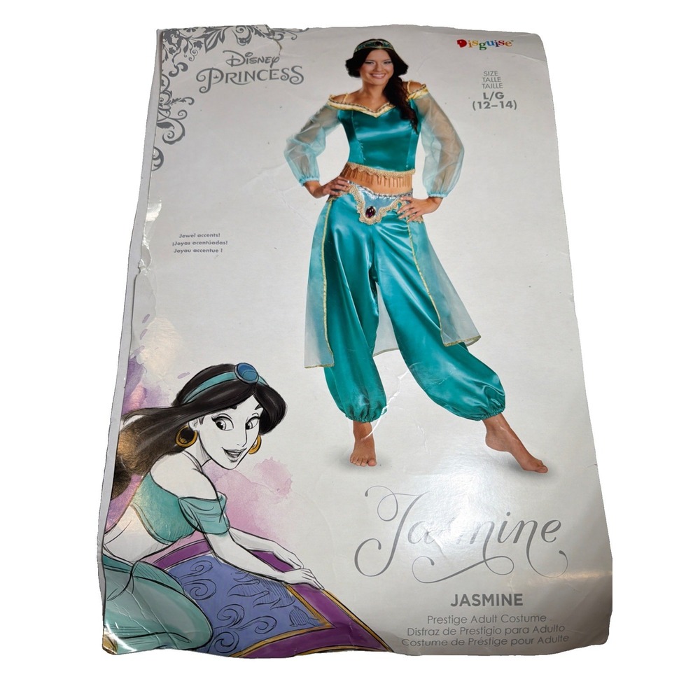 Disney Princess Jasmine Prestige Adult Costume L 12-14 Disguise Aladdin